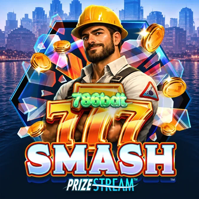 777 Smash স্লট গেমের নির্মাণাধীন সাইট থিম এবং রেকিং বলের দৃশ্য